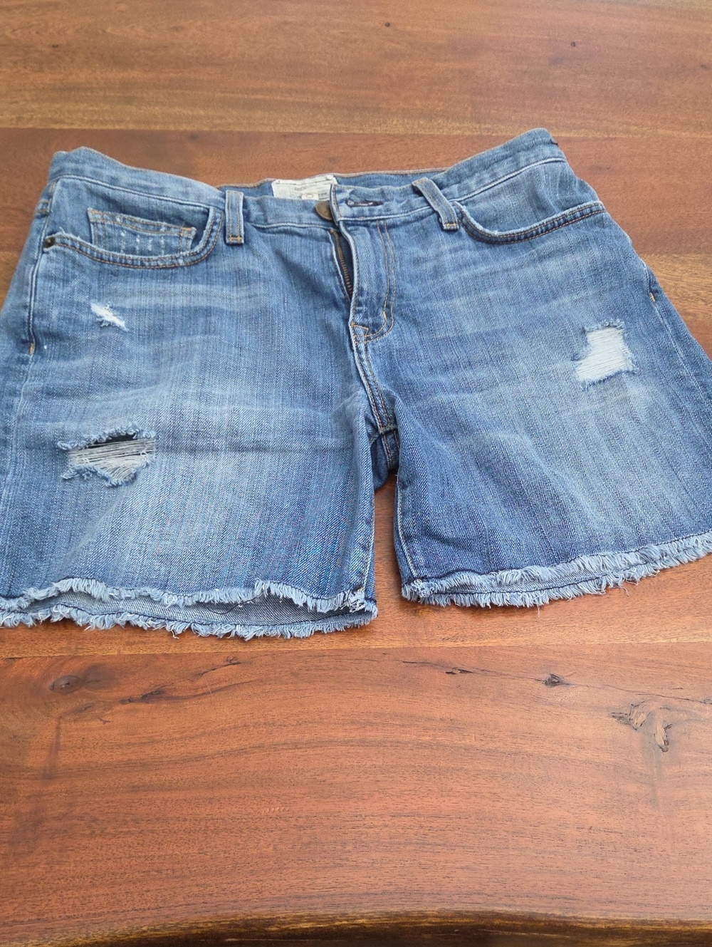 Current/Elliott Distressed Blue Denim Cutoff Shorts